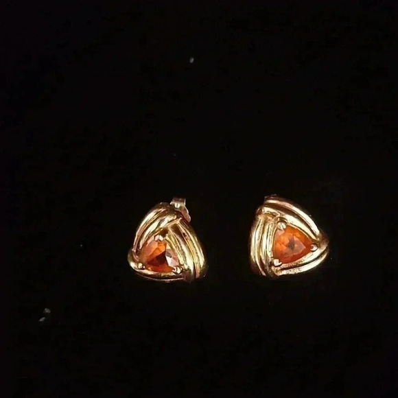 Lovely Trillion Cut Citrine & 14k Stud/post earrings - Picture 1 of 2